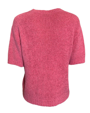  Blumarine  Y2K Bubblegum Pink Chenille Short Sleeve  Sweater BACK 3 of 5