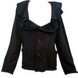 Comme des Garcon 90s Black Knit Ruffled Cardigan FRONT 1 of 5