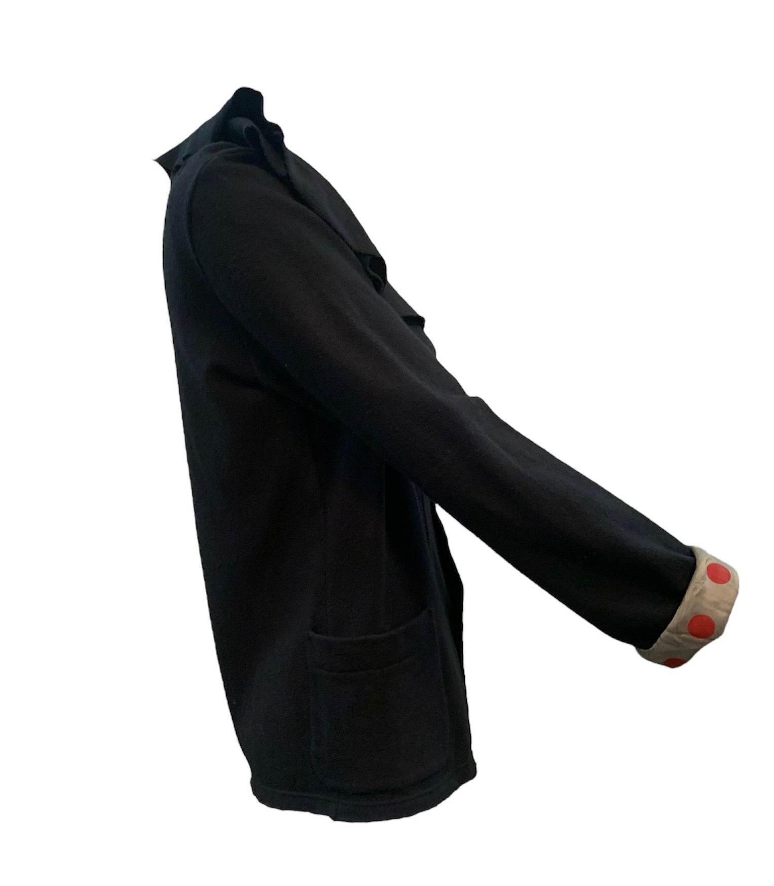 Comme des Garcon 90s Black Knit Ruffled Cardigan SIDE 2 of 5