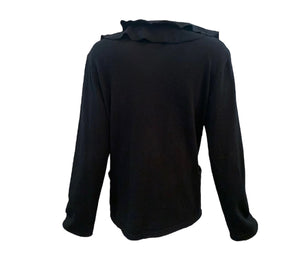 Comme des Garcon 90s Black Knit Ruffled Cardigan BACK 3 of 5