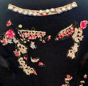 Moschino Early 2000s Embroidered Studded Folk Inspired Cropped Jacket DETAIL 4 of 6