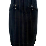  Jean Paul Gaultier 90s Black Pinstripe Skirt with Buckles FRONT 1 of 5