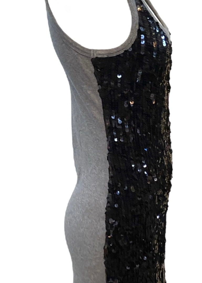 D&G Grey Ribbed Y2K Black Sequin Mini Dress SIDE 2 of 5