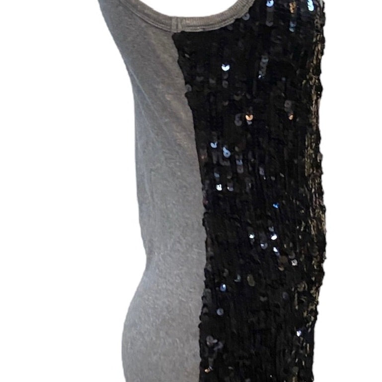 D&G Grey Ribbed Y2K Black Sequin Mini Dress SIDE 2 of 5