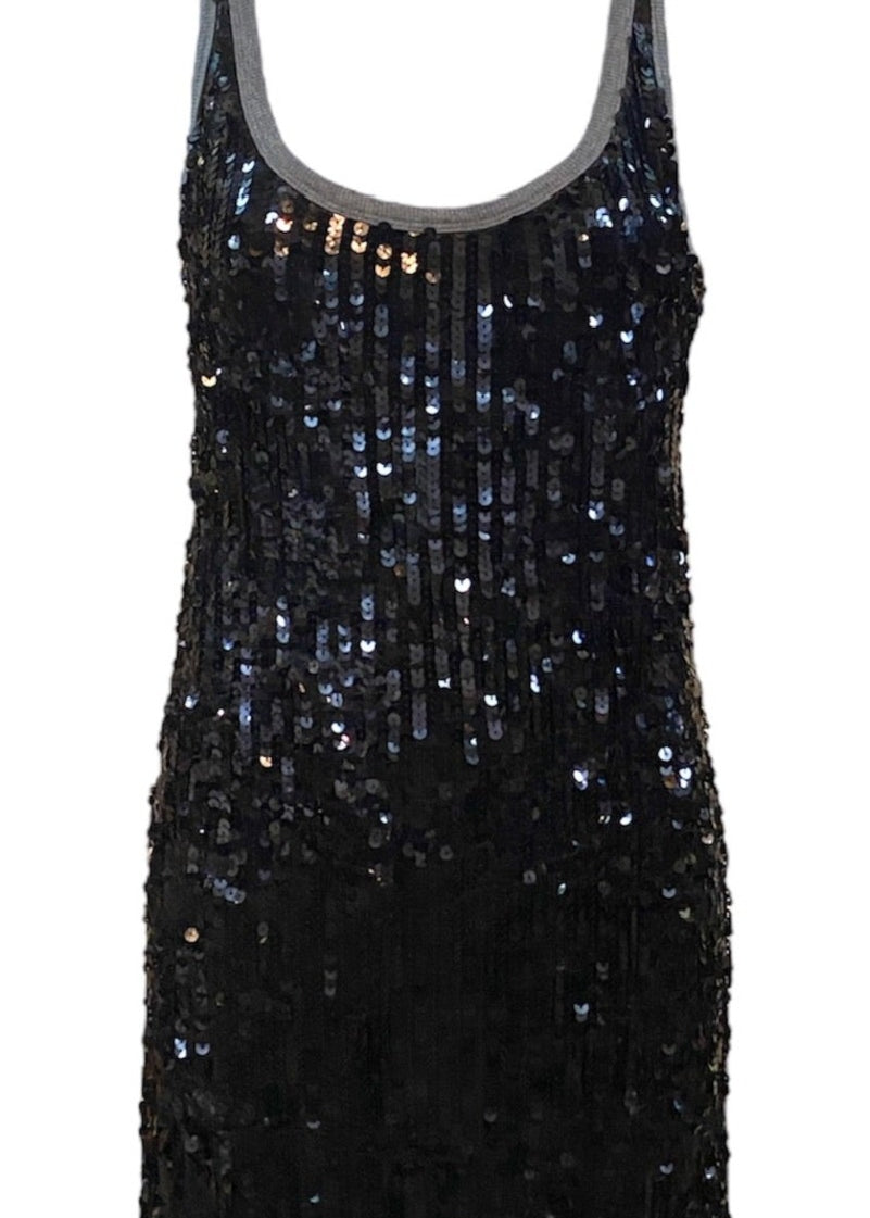 D&G Grey Ribbed Y2K Black Sequin Mini Dress FRONT 1 of 5