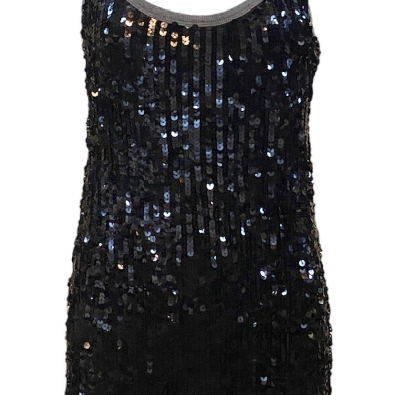 D&G Grey Ribbed Y2K Black Sequin Mini Dress FRONT 1 of 5