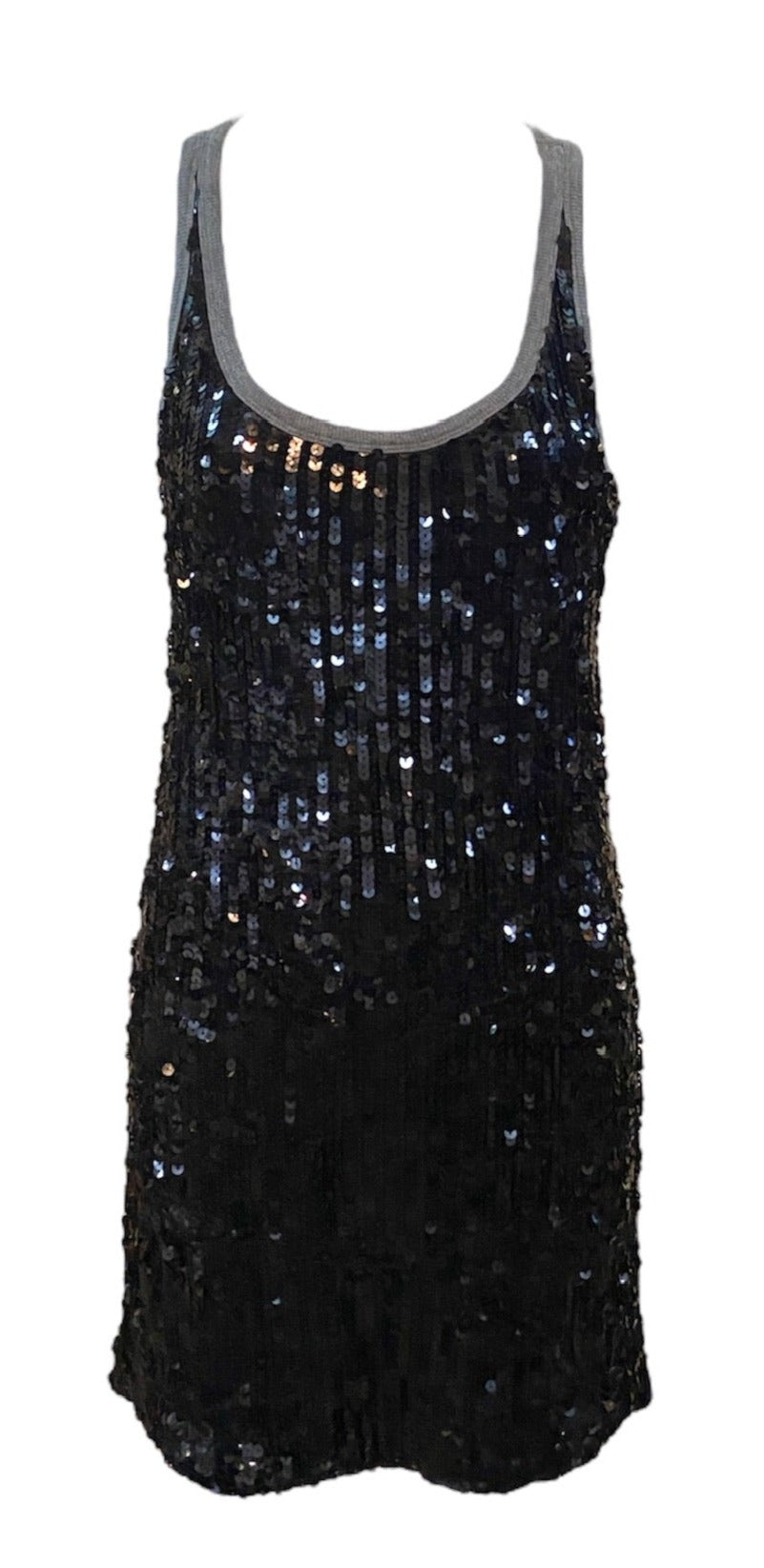 D&G Grey Ribbed Y2K Black Sequin Mini Dress FRONT 1 of 5