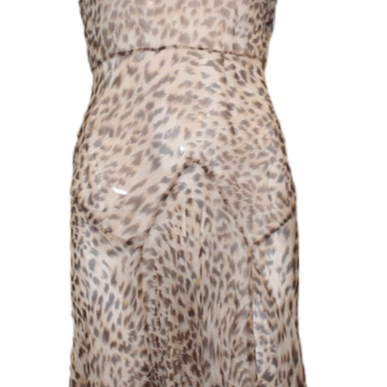 Blumarine Y2K Leopard Print Chiffon Slip Dress FRONT 1 of 5