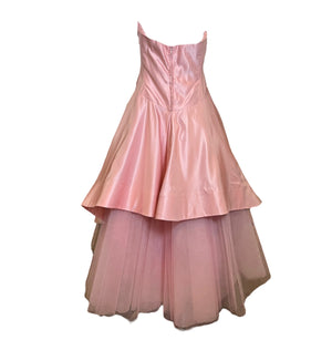Arnold Scaasi  80s  Pink Satin Strapless Gown with Tulle Underskirt BACK 3 of 5