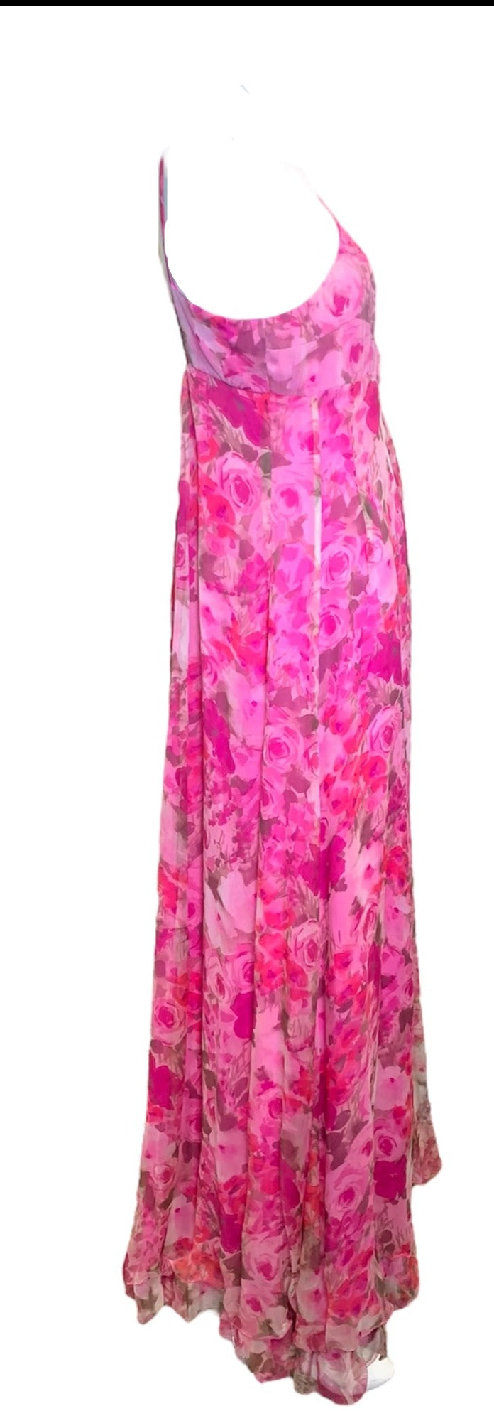   Valentino Tissus  Y2K Pink Chiffon Floral Babydoll Gown SIDE 2 of 6