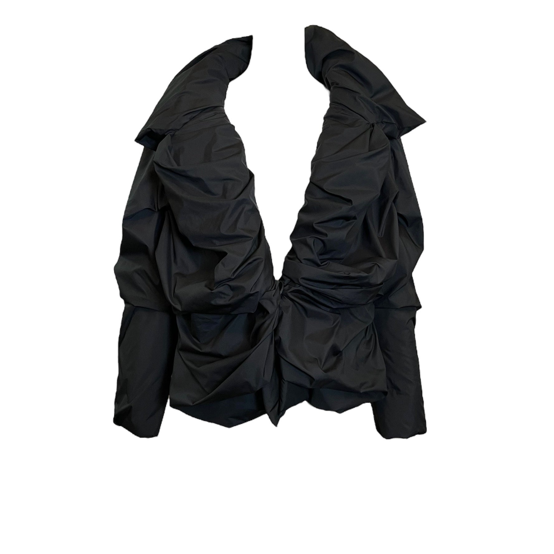  Issey Miyake Y2K Black Nylon Ruched Puffer Jacket FRONT 1 of 4