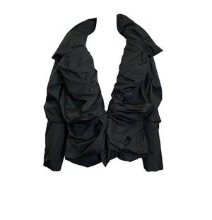  Issey Miyake Y2K Black Nylon Ruched Puffer Jacket FRONT 1 of 4