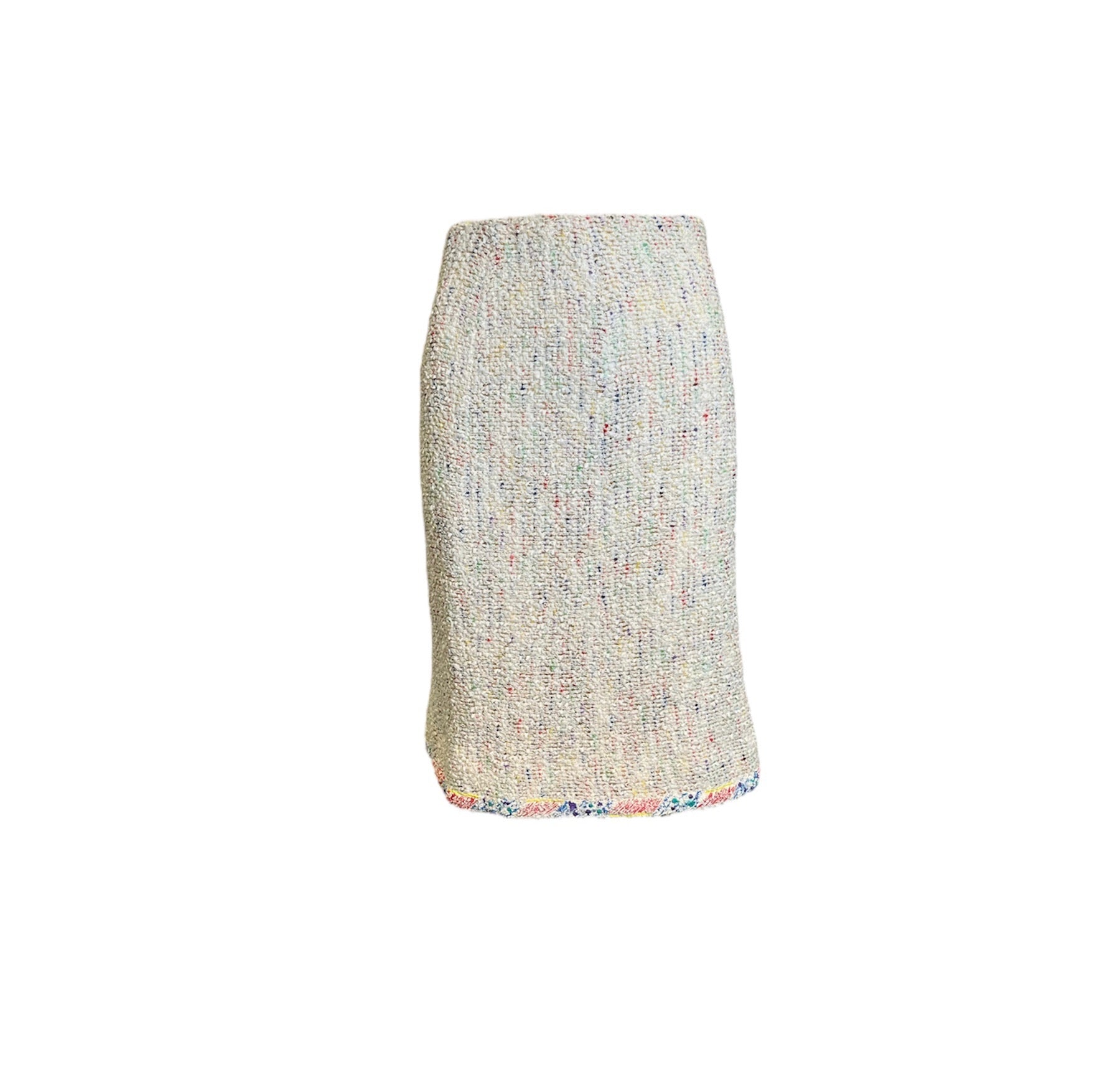 Chanel 2000s Ivory Tweed Rainbow Confetti Skirt Suit SKIRT 6 of 8
