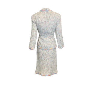 Chanel 2000s Ivory Tweed Rainbow Confetti Skirt Suit BACK 2 of 8