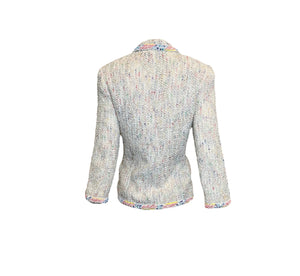 Chanel 2000s Ivory Tweed Rainbow Confetti Skirt Suit JACKET BACK 4 of 8