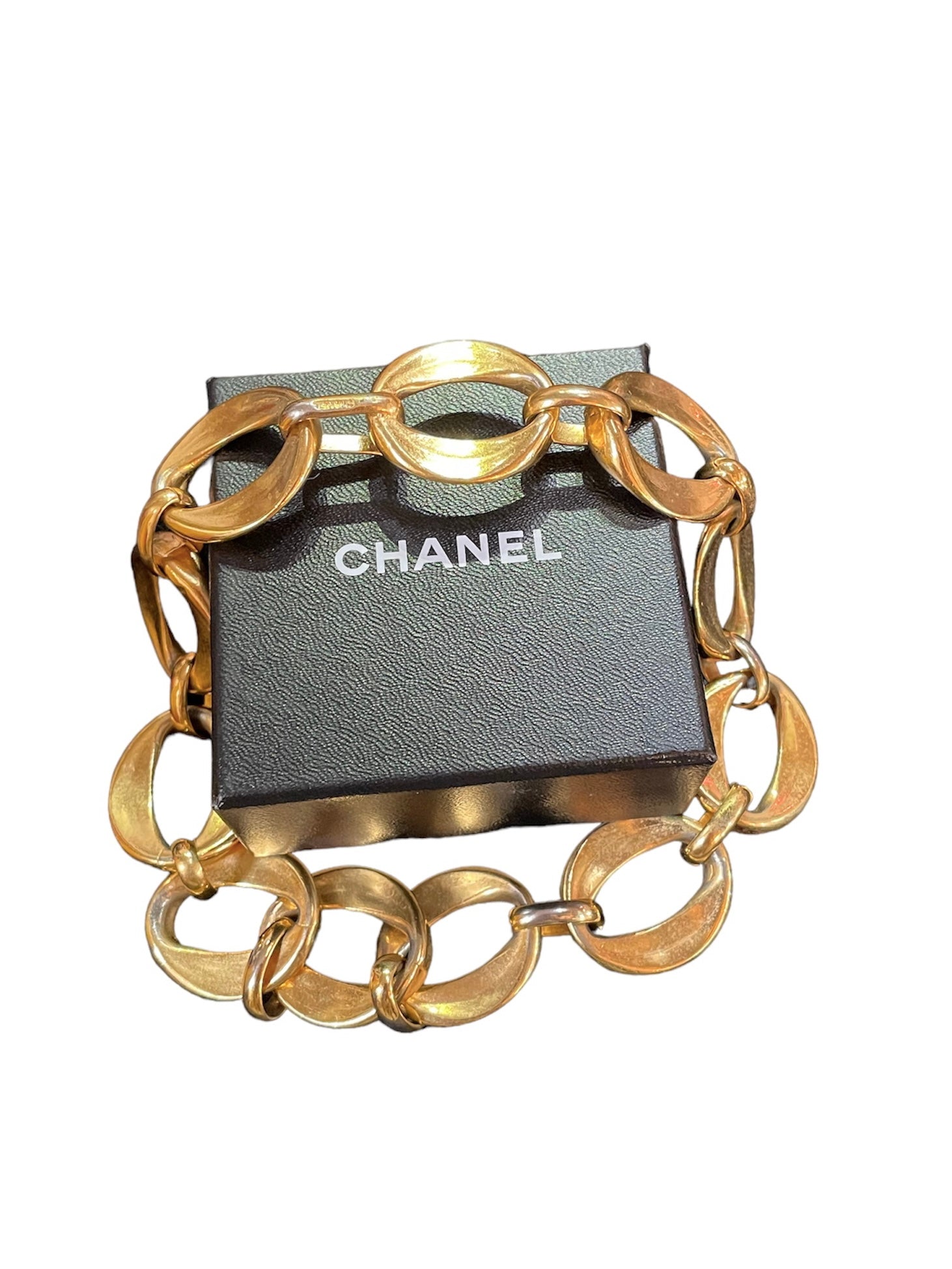 Chanel 80s Oversize Gold Tone Link Choker Necklace BOX  3 of 4