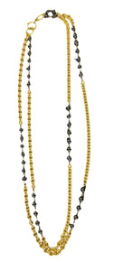  Chanel Gold 1984 Toned Black Bead Two Strand Necklace FULL LENGTH 1 of 3