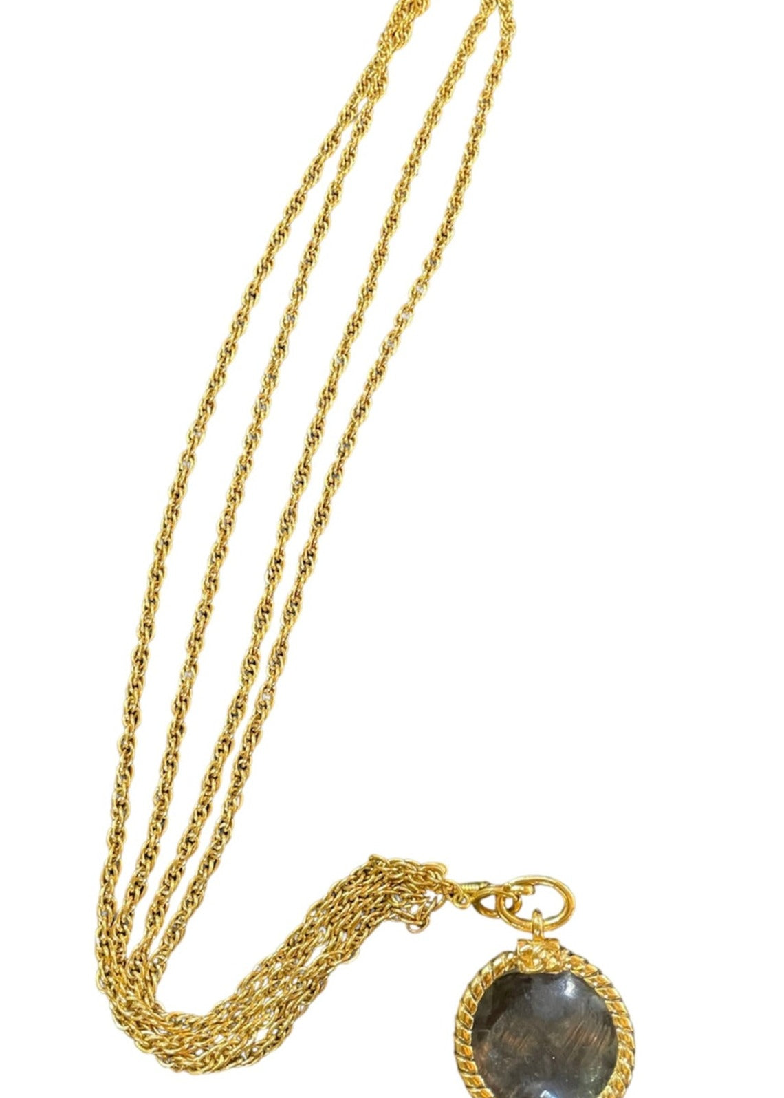 Chanel 1982 Gold Toned Double Strand Looking Glass Necklace LENGTH 1 of 3