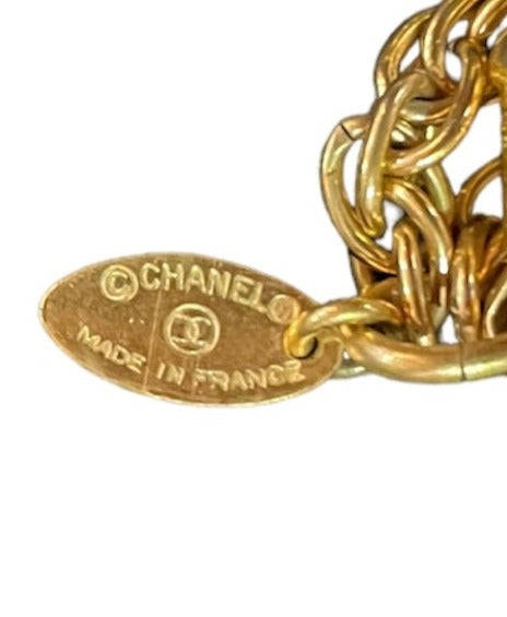 Chanel 1982 Gold Toned Double Strand Looking Glass Necklace CARTOUCHE 3 of 3