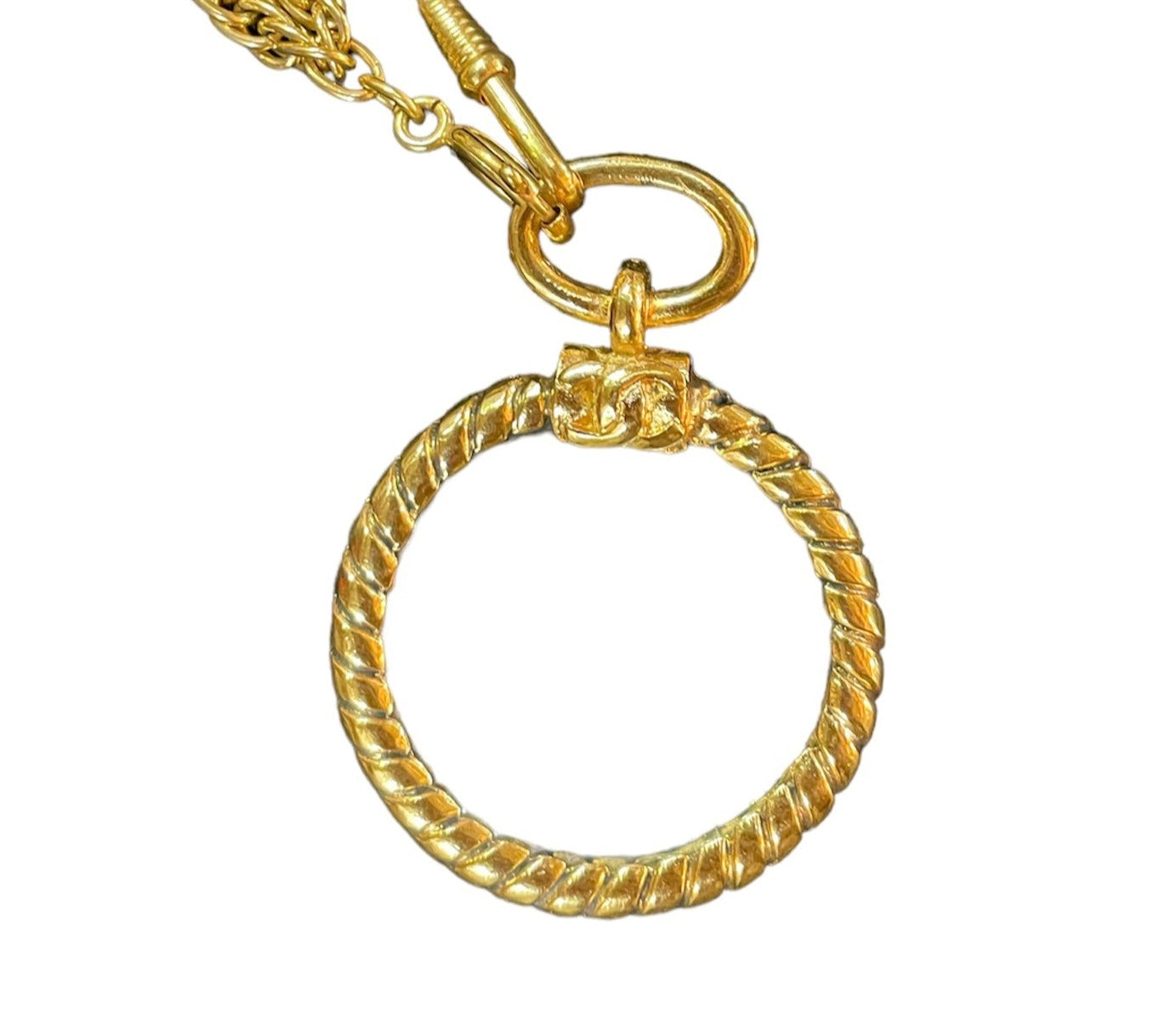 Chanel 1982 Gold Toned Double Strand Looking Glass Necklace DETSIL 2 of 3