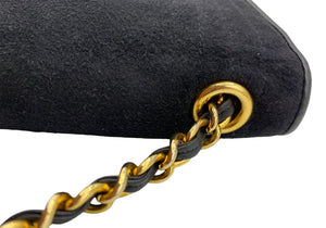 Chanel 90s Black Suede Quilted Mini Shoulder Flap Bag DETAIL 6 of 8