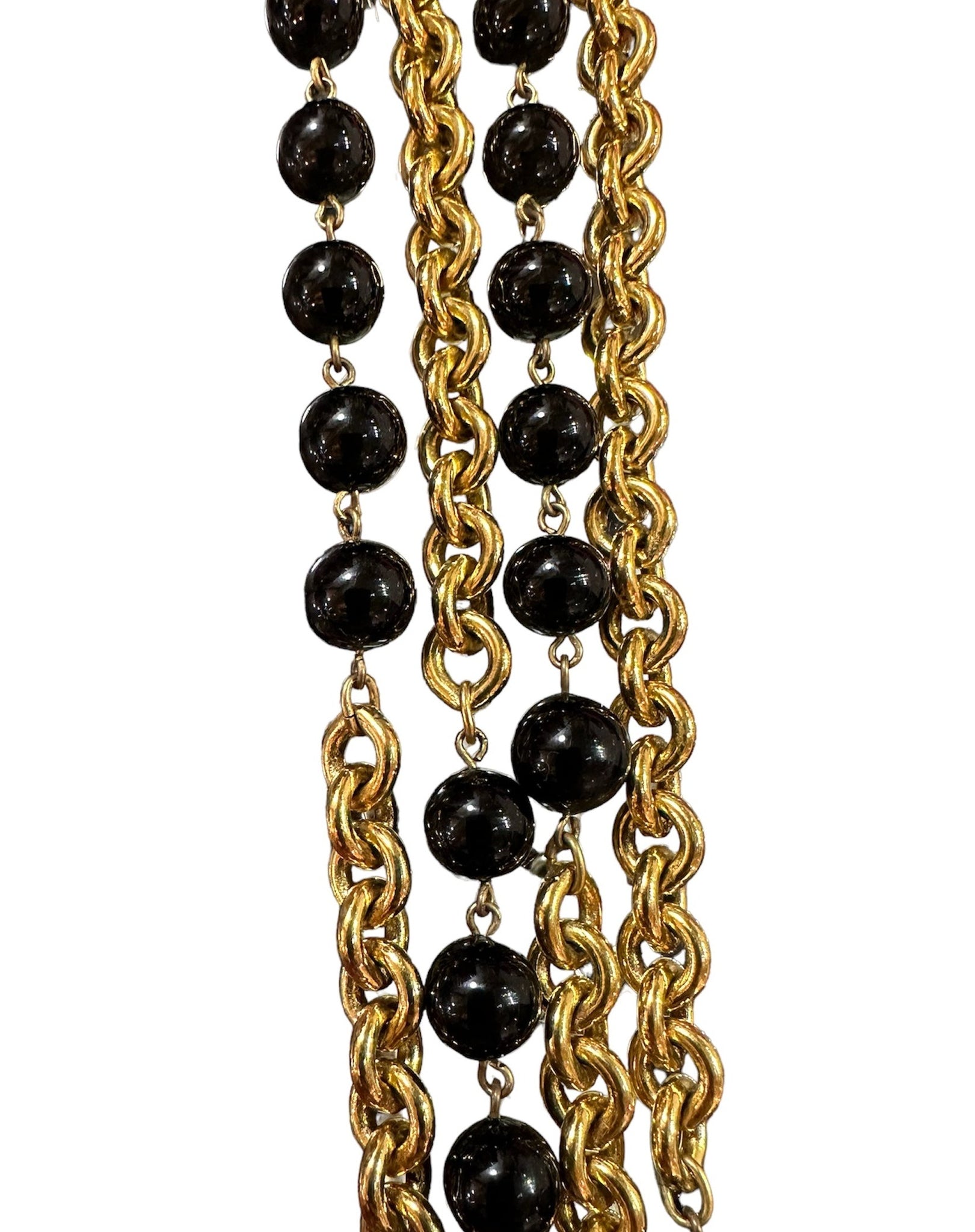  Chanel Gold 1984 Toned Black Bead Two Strand Necklace DETAIL 2 of 3