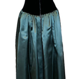 Yves Saint Laurent Couture 80s Black Velvet and Green Satin Gown BACK 3 of 4