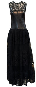 Valentino 2010s Gown Black Lambskin and Lace  FRONT 1 of 6