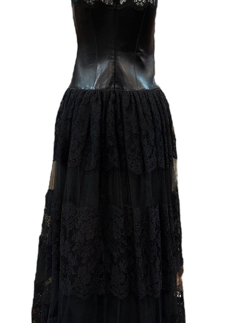 Valentino 2010s Gown Black Lambskin  and Lace  BACK 2 of 6