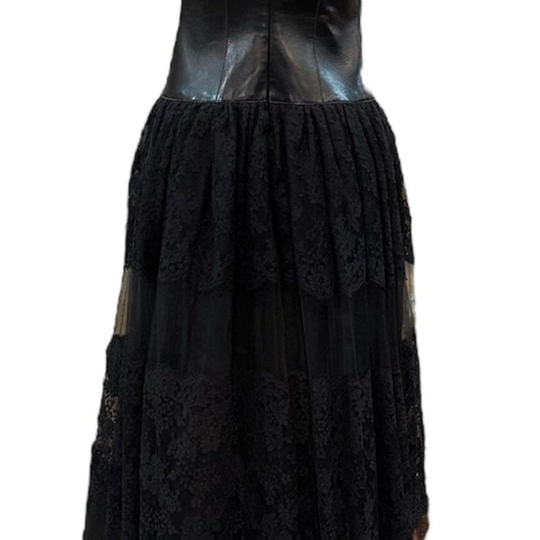 Valentino 2010s Gown Black Lambskin  and Lace  BACK 2 of 6