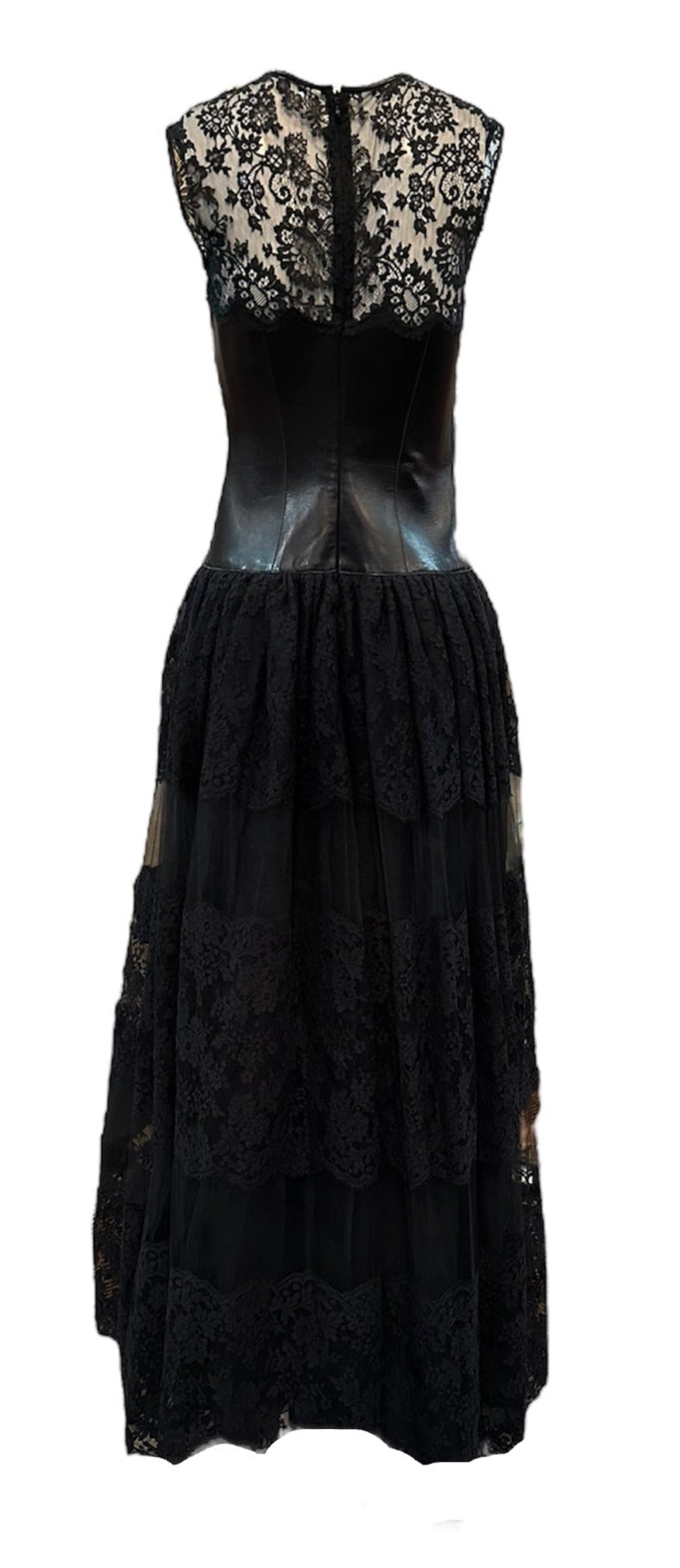 Valentino 2010s Gown Black Lambskin  and Lace  BACK 2 of 6