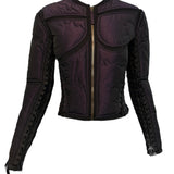 Jean Paul Gaultier Femme Y2K Iridescent Purple Nylon Zip Front Jacket with Allover Lacing FROT 1 of 8