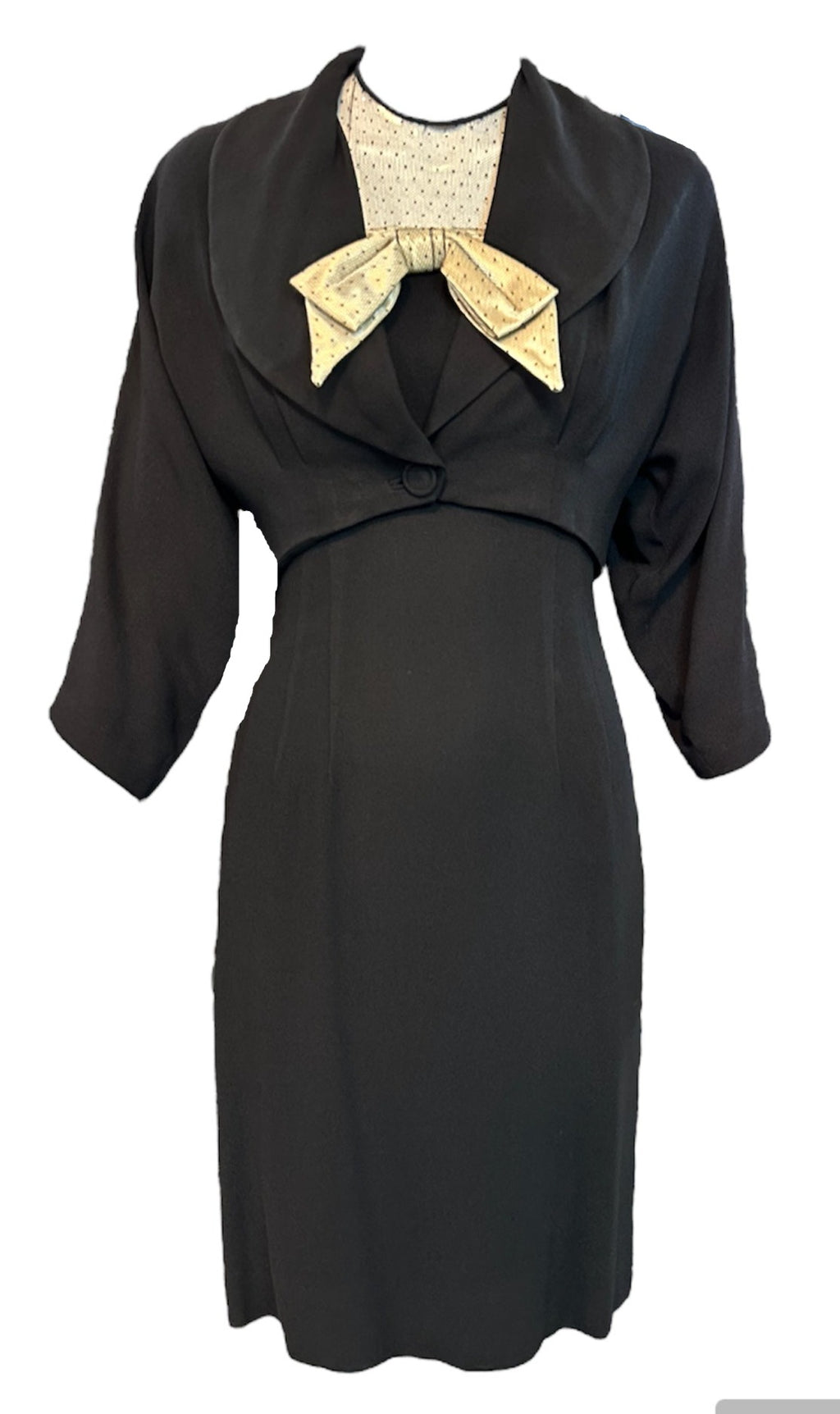 60s Black Afternoon Dress with Matching Cropped Jacket