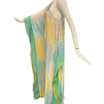  Lorena Sarbu Pastel Multi-ColoredHeavily Embellished Sequin One Shoulder Evening Caftan SIDE 2 of 6