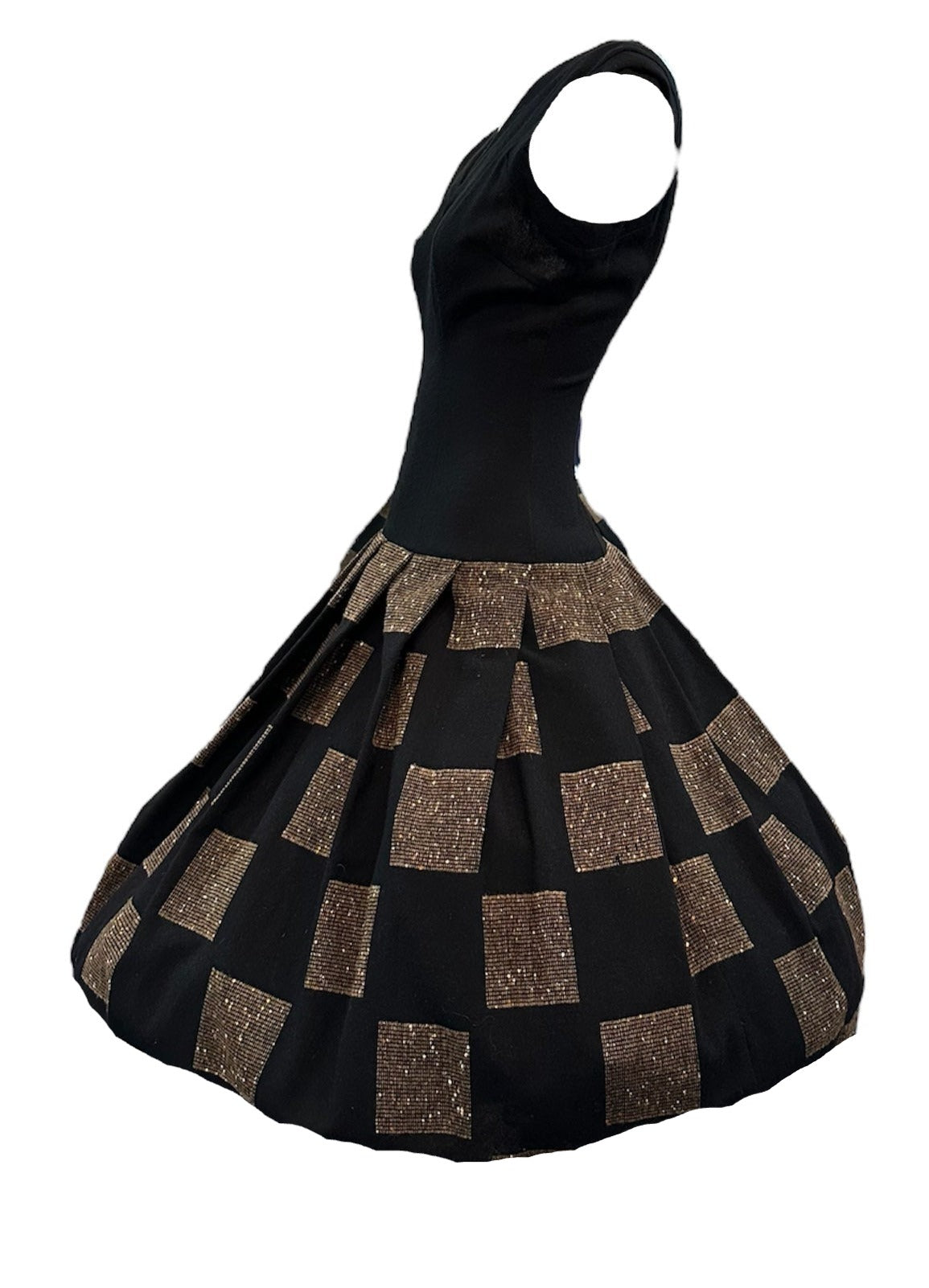  Hal-Mar 50s Madmen Flecked Brown and Black Checkerboard Wool  Dress Ensemble DRESS SIDE 4 of 7