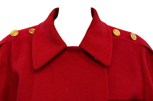  Chanel 90s Red Cashmere Double Breasted  Coat With Logo Buttons COLLAR 4 of 6