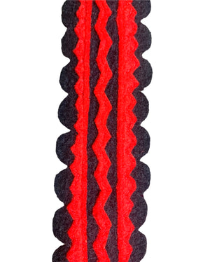 1960s Folkwear Felt Shoulder Bag in Red, White and Black Applique with Fringe STRAP 5 of 5
