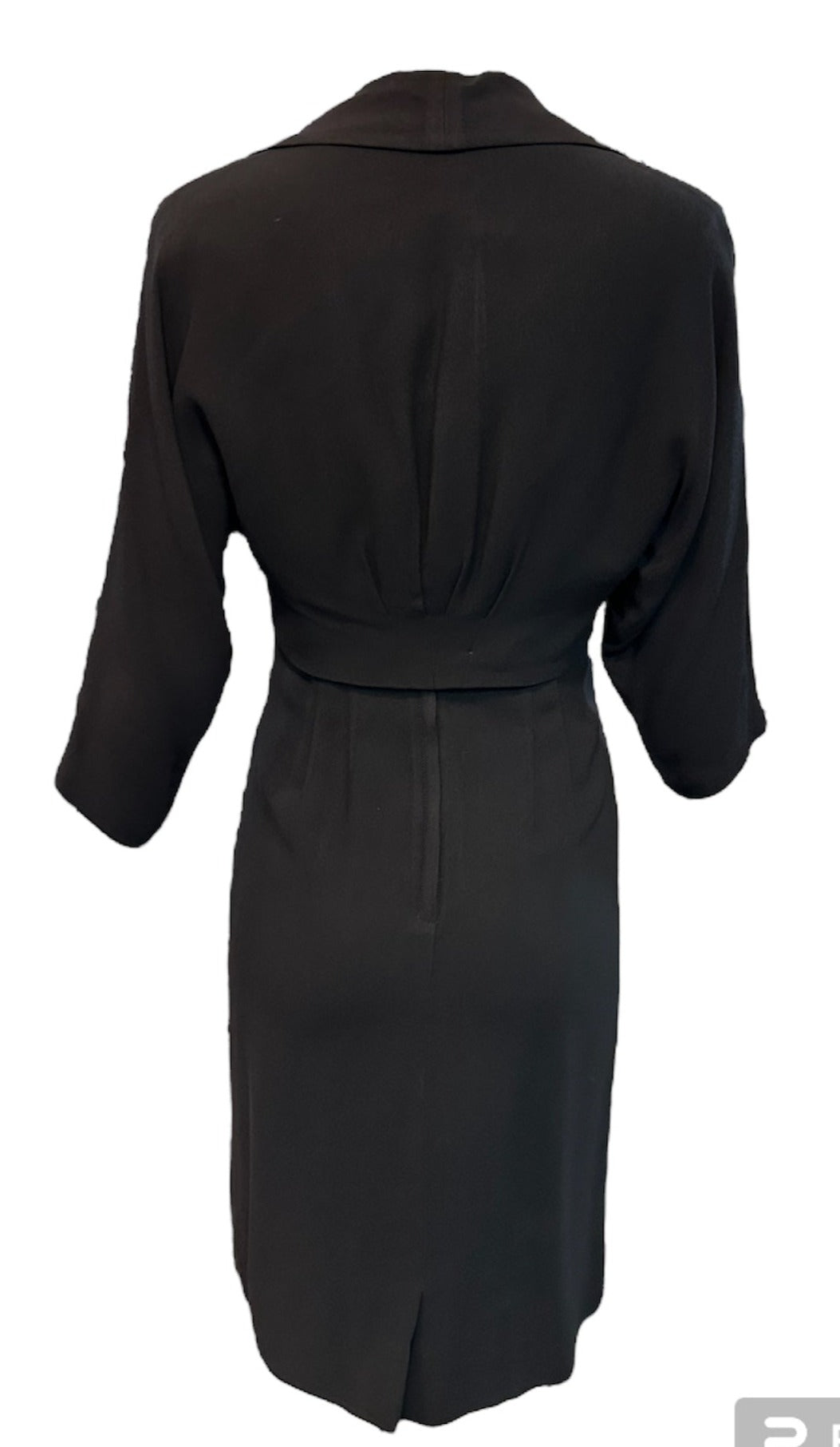 60s Black Afternoon Dress with Matching Cropped Jacket, back