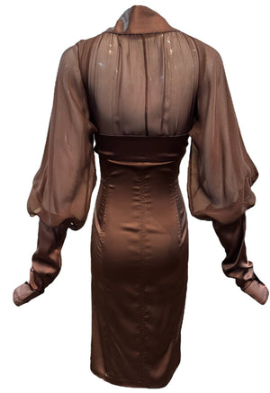 Tom Ford for Gucci Super Sexy Chocolate Brown Silk and Chiffon Dress BACK 3 of 6
