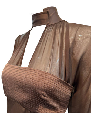 Tom Ford for Gucci Super Sexy Chocolate Brown Silk and Chiffon Dress SIDE DETAIL  5 of 6