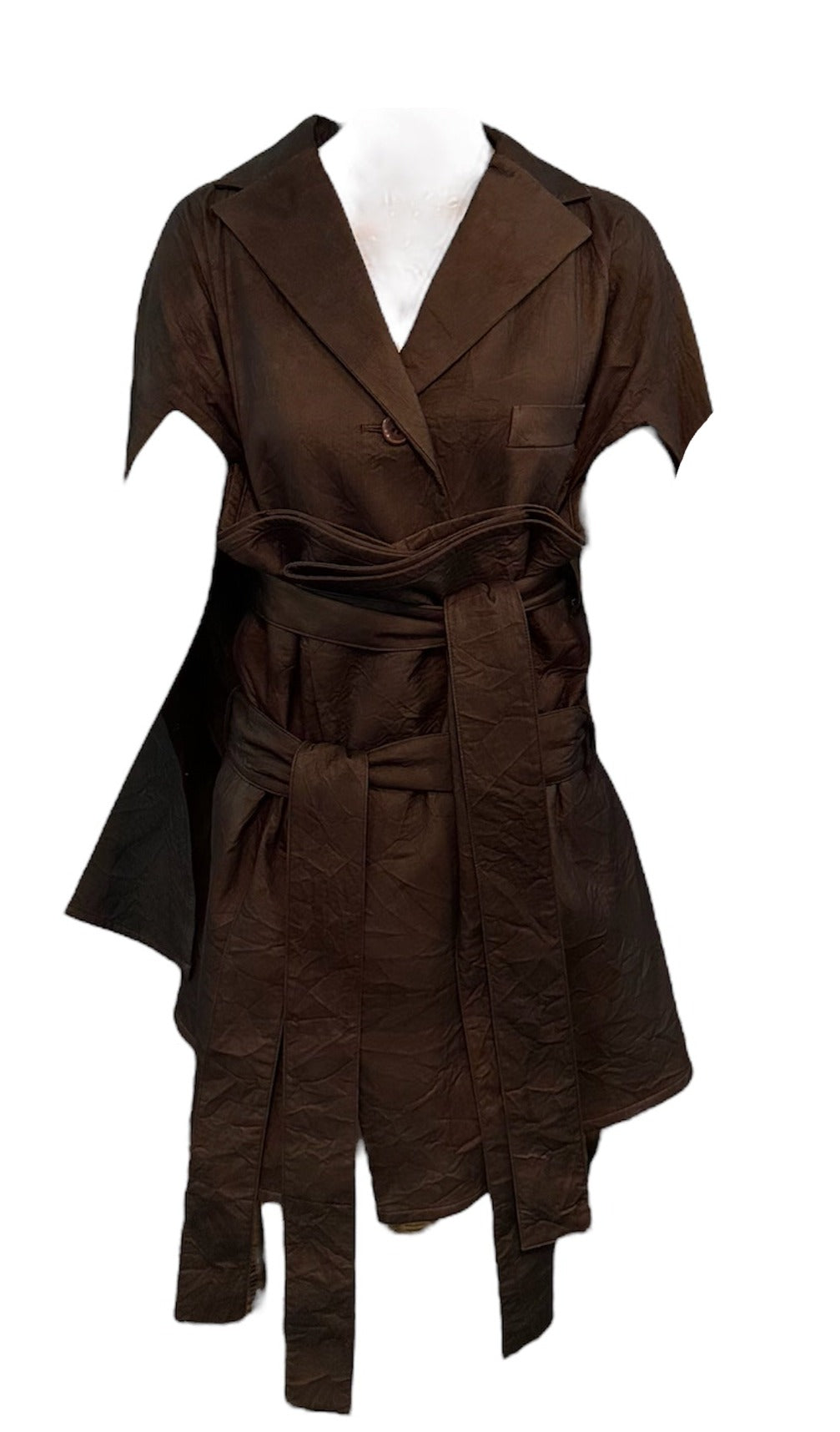  Issey Miyake 90s Iridescent Brown Oversized Obi Waist Pantsuit JACKET CLOSED 6 of 11
