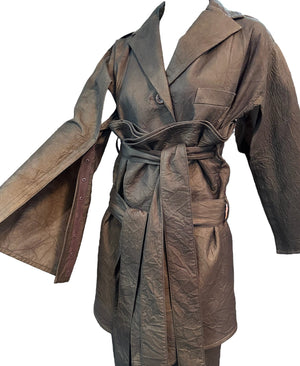  Issey Miyake 90s Iridescent Brown Oversized Obi Waist Pantsuit SIDE 4 of 11