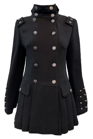 Dolce and Gabbana 2000s Spectacular Black Wool Military Inspired Coat FRONT 1 of 8