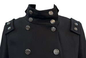 Dolce and Gabbana 2000s Spectacular Black Wool Military Inspired Coat  COLLAR DETAIL 6 of 8