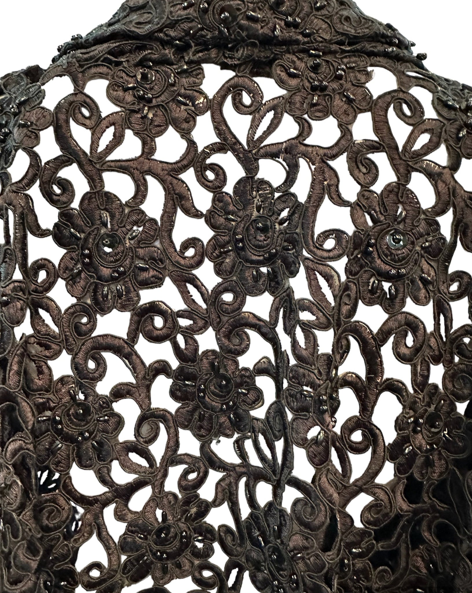 Gorgeous Black Cutwork Lace Evening Jacket Dotted with Beading DETAIL 6 of 6