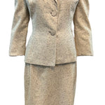  Lilli Ann 1950s Ivory Flecked Wool Skirt Suit FRONT 1 of 7