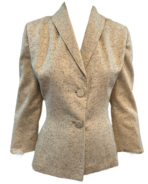  Lilli Ann 1950s Ivory Flecked Wool Skirt Suit JACKE FRONT 4 of 7