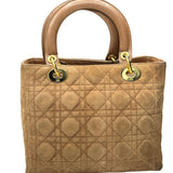 DIOR Authenticated Quilted Light Brown Suede Cannage Lady Dior tote BACK 3 of 7