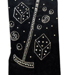 50s Kitschy Black Velvet Cigarette Pants with Beaded Gambling Theme DETAIL 3 of 4