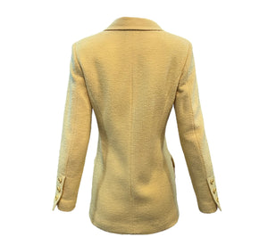 Chanel 90s  Daffodil Yellow Wool Boucle Double Breasted JacketBACK 3 of 5